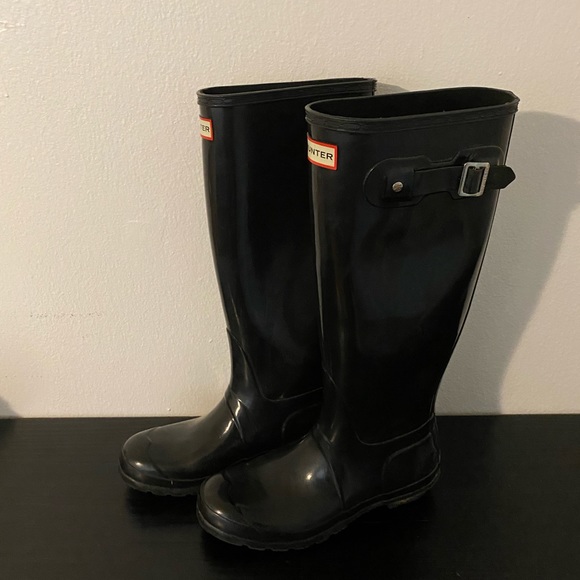 Classic Black Tall Hunter Wellington Boots Womens size 8 - Picture 3 of 4